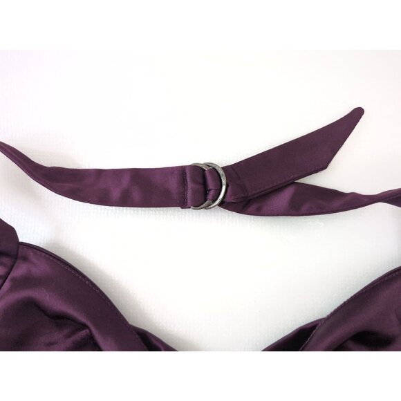 Bebe Satin Halter Dress Womens M Purple Glam Cocktail Party Evening Event - Picture 8 of 14